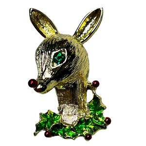 Vintage Gerrys‎ Rudolph Red Nosed Reindeer Brooch/Pin Christmas